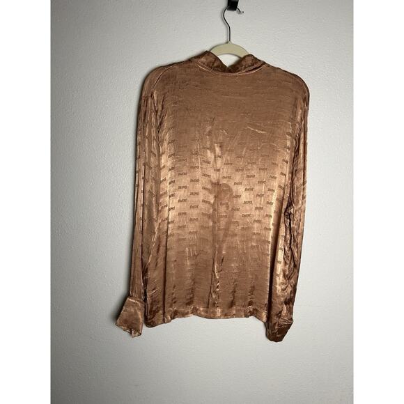 Skims Bronze Jacquard Satin Pajama Sleep Top, Size Medium - Picture 3 of 4